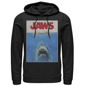 �A�j���L�����N�^�[ �����Y �A�E�^�[ �p�[�J�[�E�X�E�F�b�g Licensed Character Men's Jaws Classic Retro Shark Attack Poster Hoodie Black �u���b�N