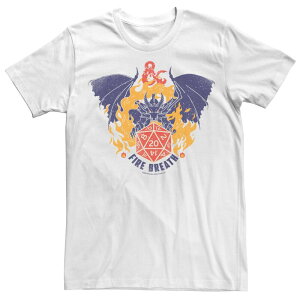 �A�j���L�����N�^�[ �����Y �g�b�v�X T�V���c �O���t�B�b�N Licensed Character Men's Dungeons & Dragons Fire Breath Dice Distressed Graphic Tee White �z���C�g