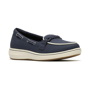 �N���[�N�X ���f�B�[�X �V���[�Y Clarks Cloudsteppers BreezeSky Bay Women'slip-On Boat Shoes Navy Canvas �l�C�r�[