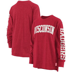 �A���u�����f�b�h ���f�B�[�X �g�b�v�X T�V���c Unbranded Women's Pressbox Heathered Wisconsin Badgers Two-Hit Canyon Long Sleeve T-Shirt Wis Red ���b�h