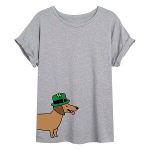 �A�j���L�����N�^�[ ���f�B�[�X �g�b�v�X T�V���c Licensed Character Juniors' Lucky Dachsund Oversized Tee Grey �O���[