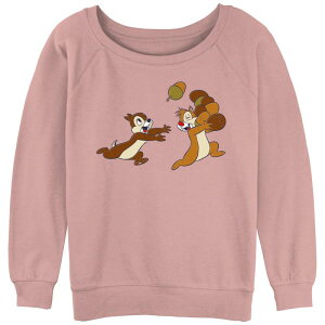 �f�B�Y�j�[ ���f�B�[�X �g�b�v�X T�V���c �p�C�� Disney's Chip 'N Dale Juniors' Acorn Chase Slouchy Terry Pullover Desert Pink �s���N