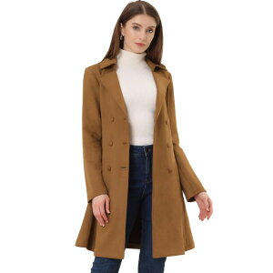 �A���O�� �P�[ ���f�B�[�X �A�E�^�[ �W���P�b�g�E�u���]�� �R�[�g ALLEGRA K Women's Notched Lapel Double Breasted Elegant Winter Long Coat Brown �u���E��
