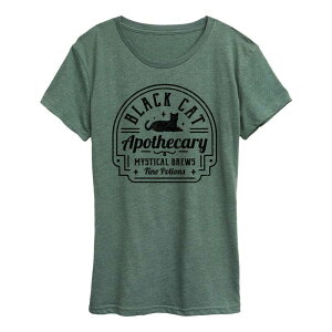 �A�j���L�����N�^�[ ���f�B�[�X �g�b�v�X T�V���c Licensed Character Women's Black Cat Apothecary Sign Halloween Tee Green �O���[��