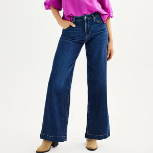 �\�m�} ���f�B�[�X �{�g���X �f�j���p���c ���C�h���b�O �v�` �W�[���Y Petite Sonoma Goods For Life Premium High Rise Wide Leg Jeans Bright Dark