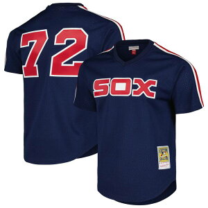 �~�b�`�F��&�l�X �����Y �g�b�v�X T�V���c ���b�V�� �W���[�W�[ Men's Mitchell & Ness Carlton Fisk Navy Chicago White Sox 1983 Cooperstown Collection Mesh Batting Practice Jersey Sox Navy �l�C�r�[