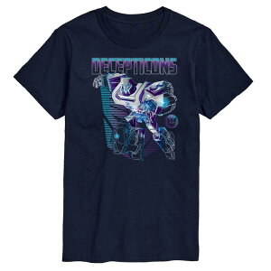 �A�j���L�����N�^�[ �����Y �g�b�v�X T�V���c ���S Licensed Character Men's Transformers Decepticons Grid Logo Tee Navy �l�C�r�[