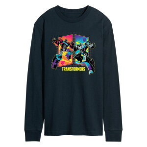 �A�j���L�����N�^�[ �����Y �g�b�v�X T�V���c �O���t�B�b�N Licensed Character Men's Transformers Opt Vs Meg Clash Long Sleeve Graphic Tee Navy �l�C�r�[
