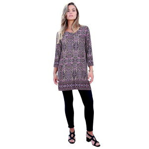 ���A�}���Y ���f�B�[�X �g�b�v�X �V���c �h���[�v���X�T�C�Y Roaman's Women's Plusize Henley Ultra Drape Tunic Purple Medallion �p�[�v��