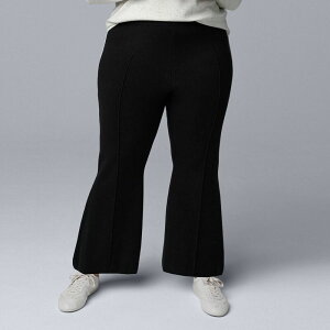 ���F���E�H�� ���f�B�[�X �{�g���X �J�W���A���p���c �v���X�T�C�Y �Z�[�^�[ Plusize Simply Vera Wang Sweater Kick Flare Pants Black �u���b�N