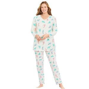 �A�x�j���[ ���f�B�[�X �A���_�[�E�F�A �i�C�g�E�F�A �v���X�T�C�Y Avenue Women's Plusize Body Three-Quarter Sleeve Pajama Set Multi Animal �}���`�J���[