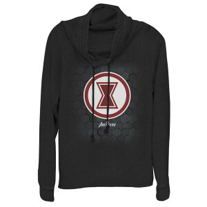 �A�j���L�����N�^�[ ���f�B�[�X �g�b�v�X T�V���c �O���t�B�b�N Licensed Character Juniors' Marvel Gamerverse Black Widow Symbol Hexagon Background Cowlneck Graphic Lightweight Long Sleeve Black �u���b�N