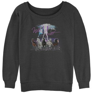 �A���u�����f�b�h ���f�B�[�X �g�b�v�X T�V���c �p�C�� Unbranded Juniors' Wild Spirit Horseslouchy Terry Pullover Charcoal Heather �`���R�[��