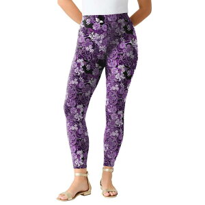 ���A�}���Y ���f�B�[�X �{�g���X �J�W���A���p���c �v���X�T�C�Y �g�[�� �A���N�� Roaman's Women's Plusize Tall Plusize Anklength Essential Stretch Legging Purple Rose Paisley �p�[�v��