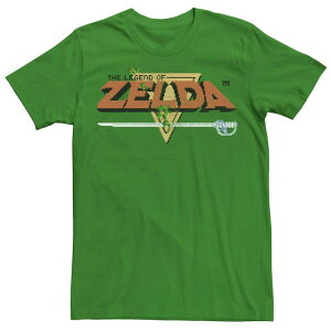 �A�j���L�����N�^�[ �����Y �g�b�v�X T�V���c ���S Licensed Character Men's The Legend Of Zelda Pixelogo Fade Tee Kelly