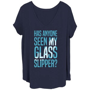 �f�B�Y�j�[ ���f�B�[�X �g�b�v�X T�V���c �v���X�T�C�Y Disney's Cinderella Has Anyone Seen My Glasslipper Juniors' Plus Blue Tee Navy �l�C�r�[