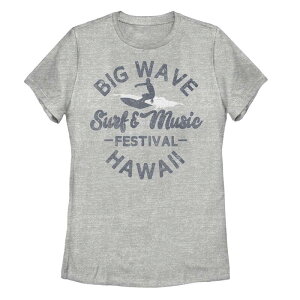 �A�j���L�����N�^�[ ���f�B�[�X �g�b�v�X T�V���c �O���t�B�b�N Licensed Character Juniors' Trendy Big Wave Surf & Music Festival Hawaii Graphic Tee Athletic Heather �w�U�[
