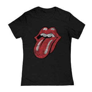 �A�j���L�����N�^�[ ���f�B�[�X �g�b�v�X T�V���c �O���t�B�b�N Licensed Character Juniors' Rolling Stones Distress Tongue Graphic Tee Black �u���b�N