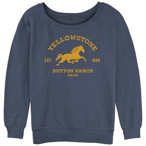 �A�j���L�����N�^�[ ���f�B�[�X �g�b�v�X T�V���c �p�C�� Licensed Character Juniors' Yellowstone Dutton Ranch Montana Horse Slouchy Terry Pullover Blue Heather �w�U�[