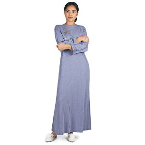 �����C ���f�B�[�X �A���_�[�E�F�A �i�C�g�E�F�A �R�b�g�� �j�b�g MeMoi Women's 100% Cotton Slub Knit Full-Length Sleepingown Blue �u���[