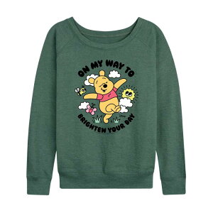 �f�B�Y�j�[ ���f�B�[�X �g�b�v�X T�V���c �p�C�� Disney's Winnie the Pooh Women's Brighten Your Day French Terry Long Sleeve Tee Green �O���[��