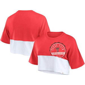 �t�@�i�e�B�N�X ���f�B�[�X �g�b�v�X T�V���c �J���[�u���b�N���b�v�h Women's Fanatics Red/Whitexas Tech Red Raiders Oversized Badge Colorblock Cropped T-Shirtxt Red ���b�h