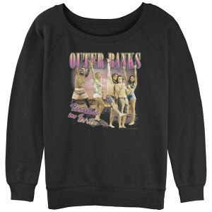 �A�j���L�����N�^�[ ���f�B�[�X �g�b�v�X T�V���c �p�C�� �O���t�B�b�N Licensed Character Juniors' Outer Banks Paradise On Earth Slouchy Terry Graphic Pullover Black �u���b�N