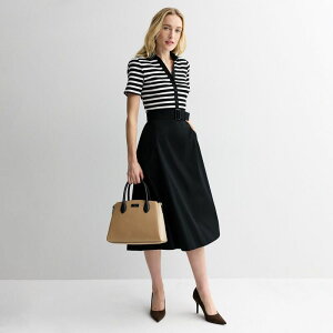 �i�C���E�F�X�g ���f�B�[�X �g�b�v�X �����s�[�X Women's Nine West Front Placket Mix Media Dress Mineral Black �u���b�N