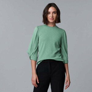���F���E�H�� ���f�B�[�X �g�b�v�X �V���c Women'simply Vera Wang Mixed Media Twist Sleeve Top Chadwick Green �O���[��