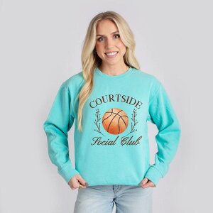 Simply Sage Market ���f�B�[�X �g�b�v�X T�V���c �X�E�F�b�g Simply Sage Market Basketball Courtside Social Club - Women's Lightweight Garment Dyed Sweatshirt Chalky Mint �~���g