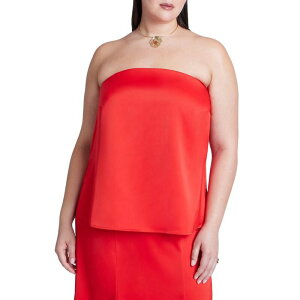 �G���N�C ���f�B�[�X �g�b�v�X �V���c �v���X�T�C�Y �T�e�� ELOQUII Women's Plusize Column Satin Tube Top Adrenaline Red ���b�h