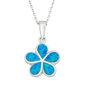 Aufbh fB[X ANZT[ lbNXE`[J[Ey_ggbv [X Unbranded Lab-Created Blue Opal Sterling Silver Flower Pendant Necklace Blue u[