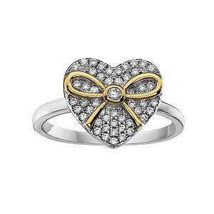 yz Aufbh fB[X O ANZT[ Two Tone Sterling Silver Cubic Zirconia Heart Ring Two Tone