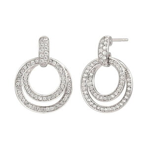 Aufbh fB[X ANZT[ sAXECO Unbranded Sterling Silver Cubic Zirconia Double Open Circle Drop Earringsterling Vo[
