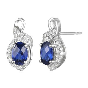 Aufbh fB[X ANZT[ sAXECO Unbranded Rhodium-Plated Lab-Created Sapphire Stud Earringsterling Tt@CA