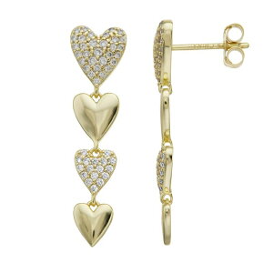 �A���u�����f�b�h ���f�B�[�X �A�N�Z�T���[ �s�A�X�E�C�������O Unbranded 14k Gold Over Silver & Cubic Zirconia Double Stampato Heart Danglearrings Gold Tone �S�[���h