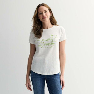 �\�m�} ���f�B�[�X �g�b�v�X T�V���c �N���[�l�b�N �v�` Petite Sonoma Goods For Lifeveryday Short Sleeve Crewneck Tee White Sunday Graphic �z���C�g