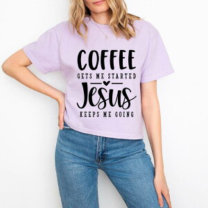 Simply Sage Market ���f�B�[�X �g�b�v�X T�V���c �O���t�B�b�N Simply Sage Market Coffee Gets Me Started - Women's Boxy Crop Top Graphic T-Shirt Orchid �R�[�q�[
