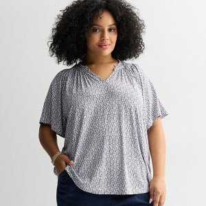 �N���t�g���o���[ ���f�B�[�X �g�b�v�X T�V���c �v���X�T�C�Y �V���[�����O Plusize Croft & Barrow Smocked Raglan Topurple Vine Floral �p�[�v��