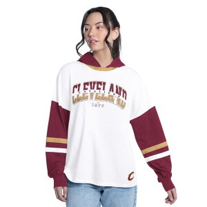 �W�[�X���[ �t�H�[�n�[ �o�C �J�[�� �o���N�X ���f�B�[�X �g�b�v�X T�V���c Women's G-III 4Her by Carl Banks White/Wine Cleveland Cavaliers Key Player Oversized Hooded Long Sleeve T-Shirt Cav White �z���C�g