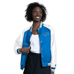 �X�^�[�^�[ ���f�B�[�X �A�E�^�[ �W���P�b�g�E�u���]�� Women'starter Blue/White Detroit Lions Raglan Blitz Full-Snap Varsity Jacket Lns Blue �u���[