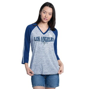 �W�[�X���[ �t�H�[�n�[ �o�C �J�[�� �o���N�X ���f�B�[�X �g�b�v�X T�V���c V�l�b�N Women's G-III 4Her by Carl Banks Royal/Grey Los Angeles Dodgerspeed Training 3/4-Sleeve V-Neck T-Shirt Lad Blue �u���[