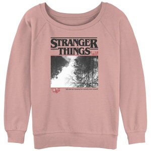 �A�j���L�����N�^�[ ���f�B�[�X �g�b�v�X T�V���c �p�C�� �_�E�� �O���t�B�b�N Licensed Character Juniors' Stranger Things Upside Down Treesilhouetteslouchy Terry Graphic Pullover Desert Pink �s���N