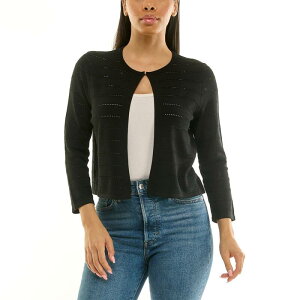 �j�i���I�i���h ���f�B�[�X �A�E�^�[ �j�b�g�E�Z�[�^�[ Women's Nina Leonard Three Quarter Sleeve Bolero Sweater Black �u���b�N