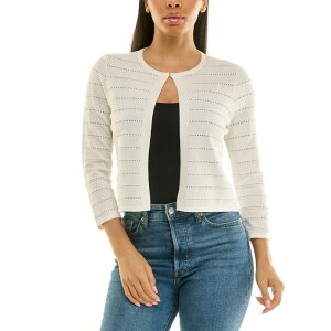 �j�i���I�i���h ���f�B�[�X �A�E�^�[ �j�b�g�E�Z�[�^�[ Women's Nina Leonard Three Quarter Sleeve Bolero Sweater White �z���C�g