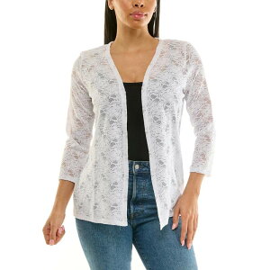 �j�i���I�i���h ���f�B�[�X �A�E�^�[ �j�b�g�E�Z�[�^�[ ���[�X Women's Nina Leonard Three Quarter Sleeve Lace Bolero White �z���C�g