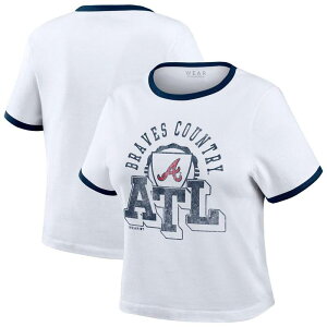 �E�F�A �o�C �G���� �A���h���[�Y ���f�B�[�X �g�b�v�X T�V���c Women's WEAR by Erin Andrews White Atlanta Braves Ringer Baby T-Shirt Brv White �z���C�g