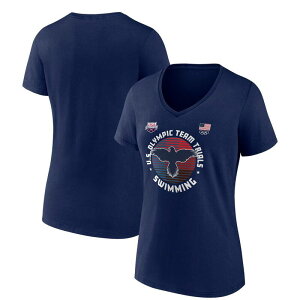 �A���u�����f�b�h ���f�B�[�X �g�b�v�X T�V���c V�l�b�N Unbranded Women's Navy USA Swimming 2024 U.S. Olympic Team Trials Floating Bars V-Neck T-Shirt Usa Navy �l�C�r�[