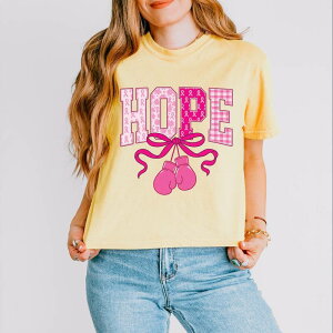 Simply Sage Market ���f�B�[�X �g�b�v�X T�V���c �O���t�B�b�N Simply Sage Market Hope Boxingloves - Women's Boxy Crop Top Graphic T-Shirt Butter