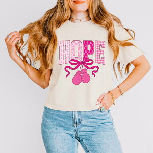 Simply Sage Market ���f�B�[�X �g�b�v�X T�V���c �O���t�B�b�N Simply Sage Market Hope Boxingloves - Women's Boxy Crop Top Graphic T-Shirt Ivory �A�C�{���[